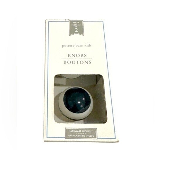 Pottery Barn Kids Knobs Rugby Stripe Navy White set of 2 NIB - Picture 1 of 4